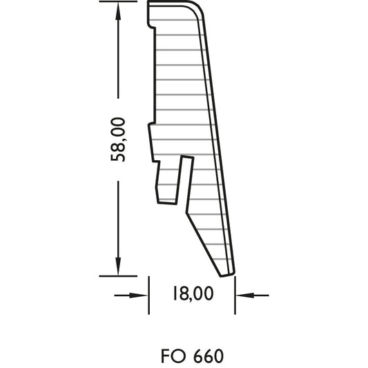 JOKA Sockelleiste 18x58 mm foliert (FO) Profil #660 mit Nut für Clip FO8860 – FO EI885 - foliert *660(ALLR)
