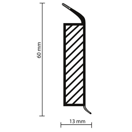 Döllken EP 60/13 Design-Kernsockelleiste für Designbeläge – 2716 dark slate